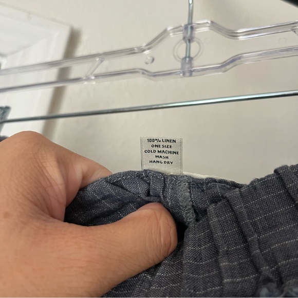 CLAUDE tulum grey pin stripe linen wide tapered balloon barrel cropped pants - Picture 8 of 8